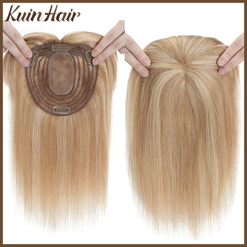 Seamless Clip In Hair Extensions Human Hair - Silk Base Top Women Topper Clip